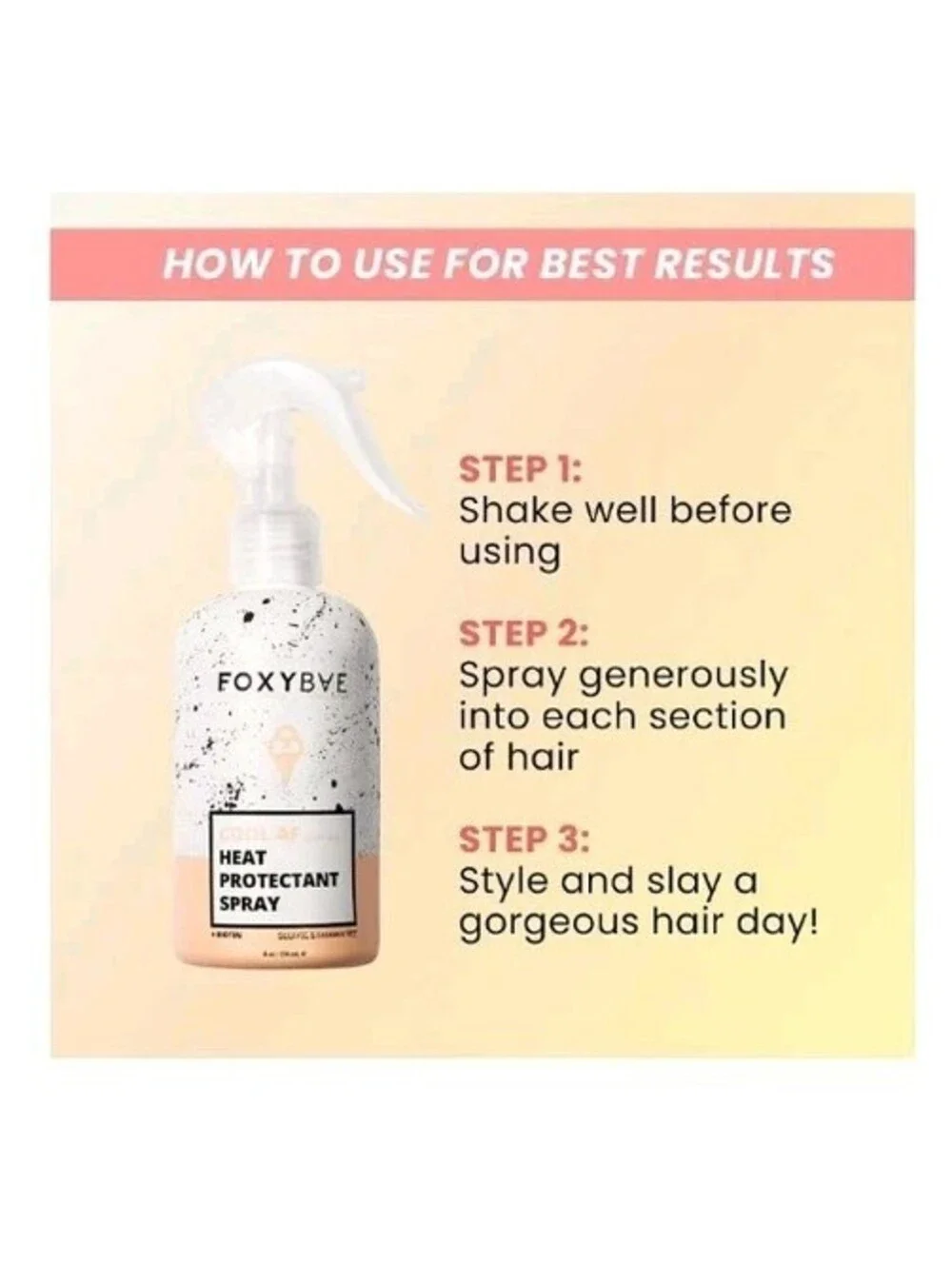 FoxyBae Cool AF Heat Protectant Hair Spray 8 oz Sulfate & Paraben Free expired